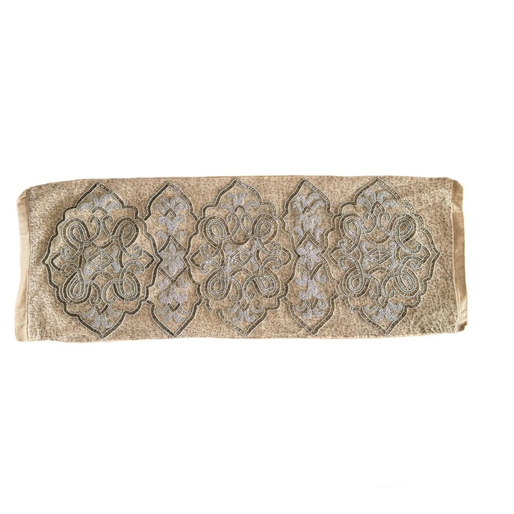 Large Tan/Natural Color Beaded Pillow Cover